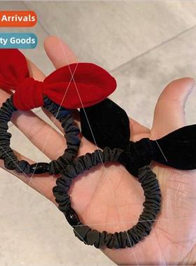 Red velvet bow new small intestine hair circle retro HK head