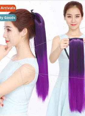 Wig female long hair straight ponytail hair extensions hair