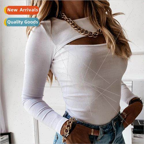 Womens Cut Out Tees T-shirts F Tops Hollow Casual Tops Ba