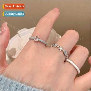 Zirconia Star Open Drip Index che Glaze Women Blue Ring