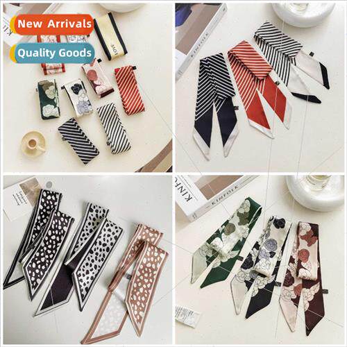 Korean ThousBird Grid Scarf HairbWomen French Vintage Long B