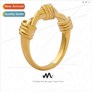 Europe Tanium Steel Gold Plated Ring Fashion Twist Ring HJew
