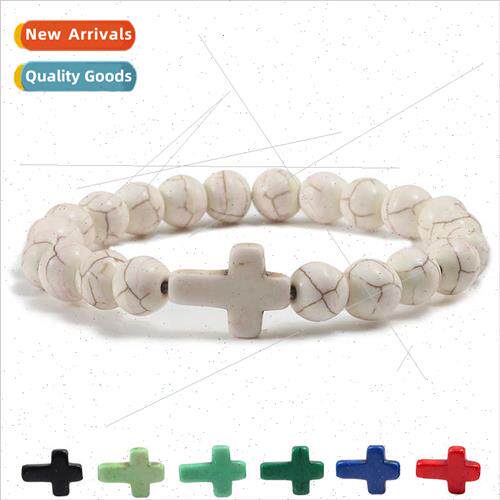 Jewelry Fashion Bracelet Black Cross Bracelet Volcanic Stone