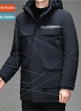 Medium-length warm down jacket men father work clothing elde