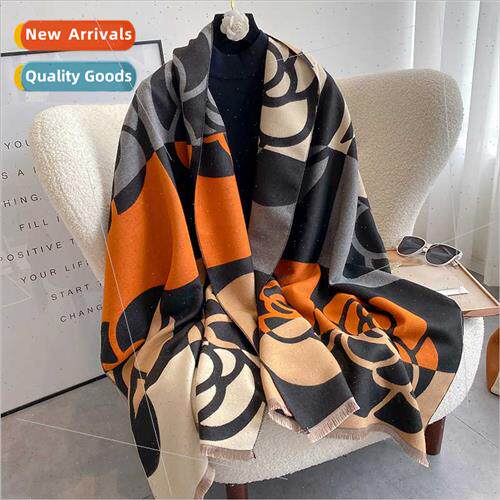 Color blocking camellia temperament imation cashmere scarf f