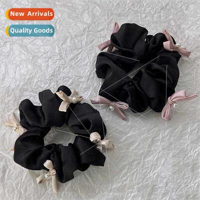 Black sausage cloth ring senior sense sweet bow pearl headba