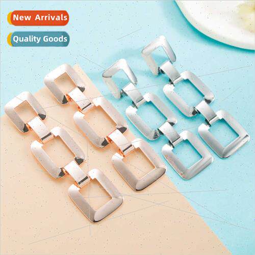 Europe new jewelry metal texture geometric earrings chain bu