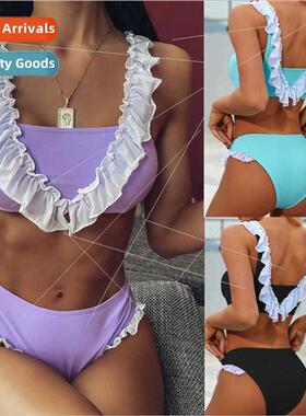 New black ruffle bikini separates swimsu 2119