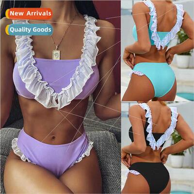 New black ruffle bikini separates swimsu 2119