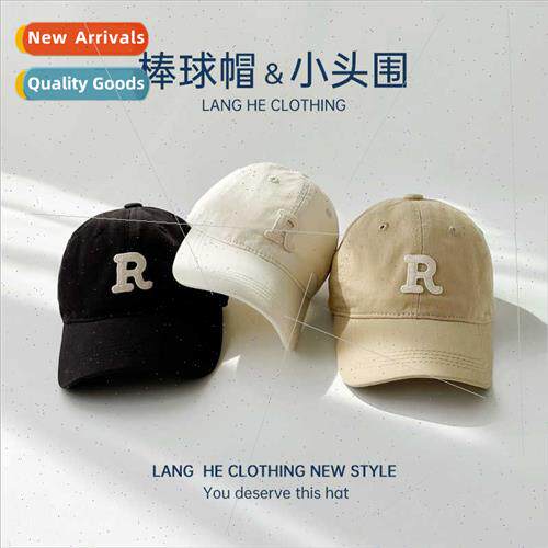R letter children baseball cap washed soft top leisure versa