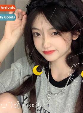 Moon hair clips ins glter students wh summer yellow hair acc