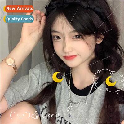 Moon hair clips ins glter students wh summer yellow hair acc