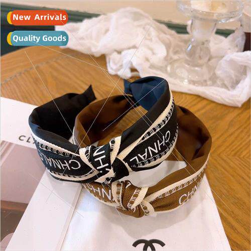 Korea hair bands retro letters wide twisted hair card out hu
