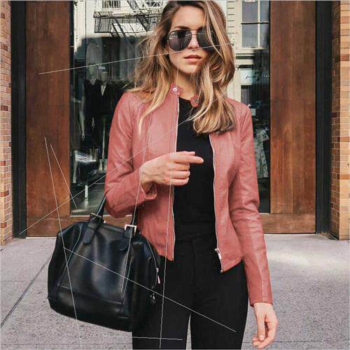 New fall winter women fashion leather PU su small jacket
