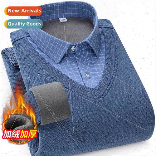Men warm shirt 2022 winter new business casual middle-aged e