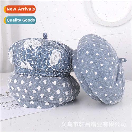 Fashion hollow beret children Korea full print age reduction