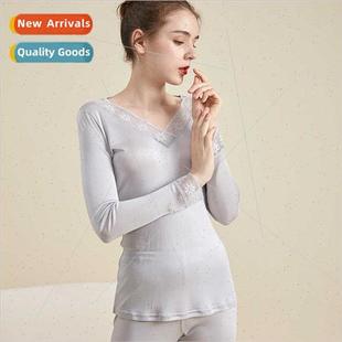 lk women thermal underwear sets fall winter new Slim V-neck