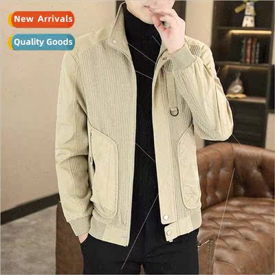 2023 new splicing stand-up collar jacket men spring fall cas