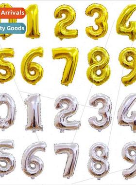 16 inch gold silver number aluminum foil balloons number alu