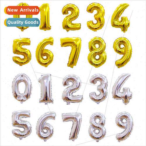 16 inch gold silver number aluminum foil balloons number alu