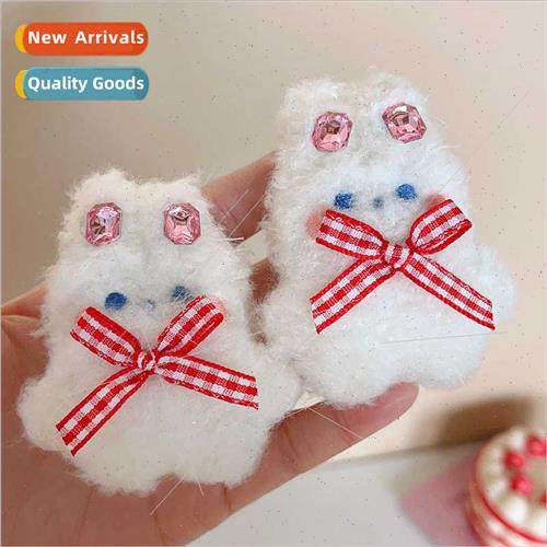 Cartoon rabb hair clips cute bow rhinestone side clip girl h