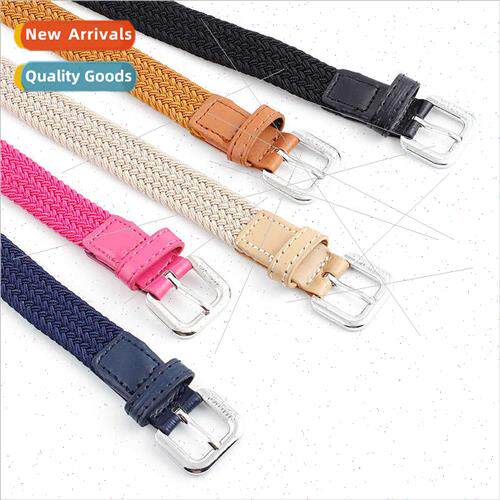 Men women belts woven belt elastic canvas pin buckle pants b