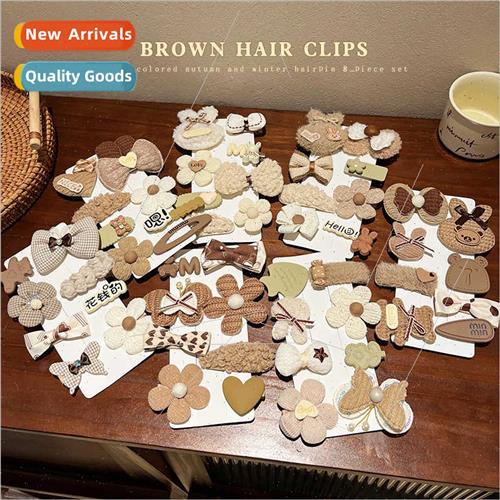 Curry color hair clip set cute rabb butterfly side clip brok
