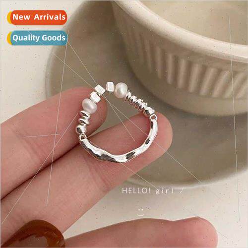 Irregular Crushed lver Pearl Ring Women che Index Ring Cold