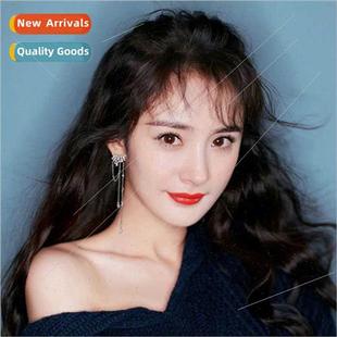 Extra-long zirconia tassel earrings Europe travel souvenirs