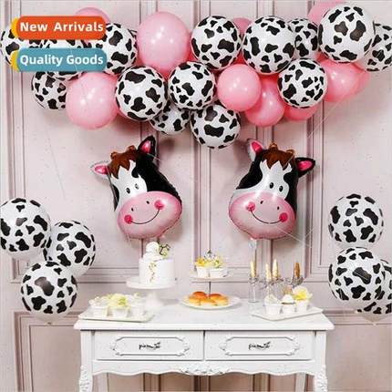 Cartoon cow balloon set ranch farm cow theme party scene dec