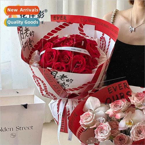 new moon old red wire wrapping paper flower packaging materi