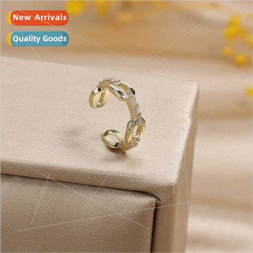 Fashion new diamond-set large circle earrings Europe chain p