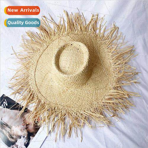 Europe Uned States large brim raffia straw hat concave top b