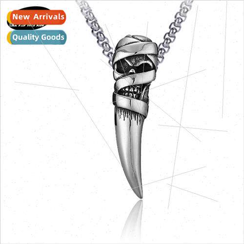 hip-hop retro tanium steel necklace stainless steel wolf too