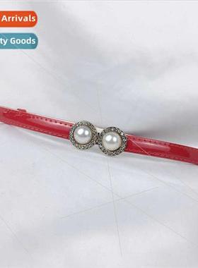 Belt Women Patent Leather Small Belt Retractable Belt Textur