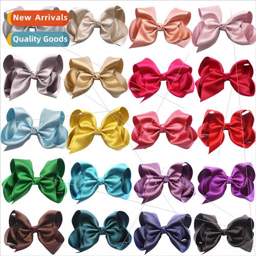 Europe 4inch Children Bow Hair Clip Jewelry Gold lver Weft W
