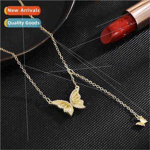 Double butterfly tassel necklace women 2023 new niche fairy