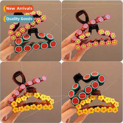 Children Grab Clip ttle Girl 2023 Back Head Small Flower Hai