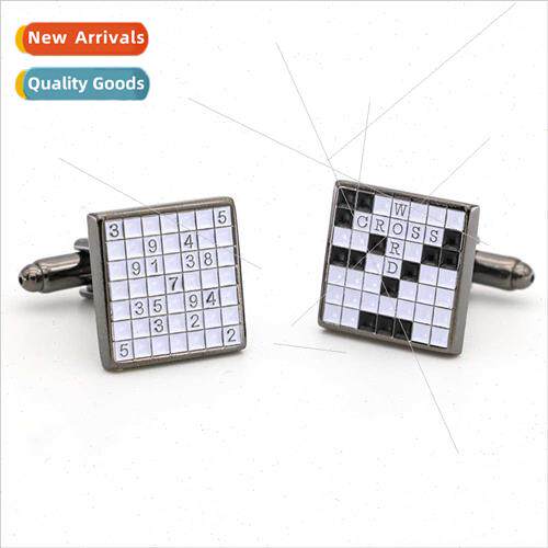 square plaid Sudoku Go charades cufflinks French shirt butto