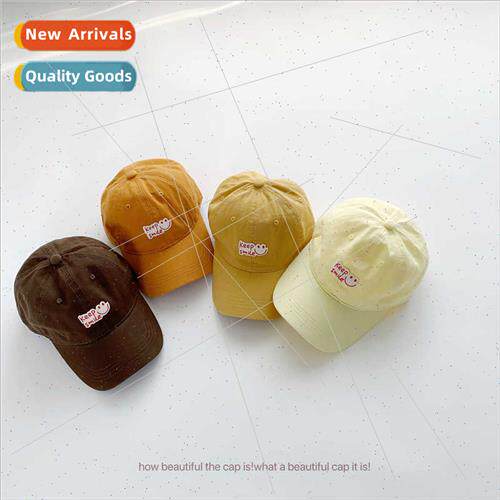 Alphabet smiley children baseball cap washed soft top leisur
