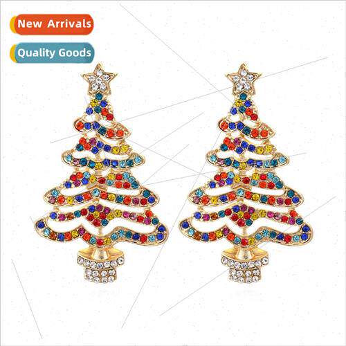 hand-painted diamond-set Christmas e earrings holiday fashio