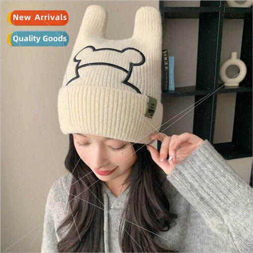 2023 Korean  new fall winter hat female cute bear kn cap win
