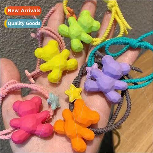 colorful bear hair rope cute candy color frosted hair circle