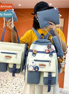 Five sets schoolbag girls junior large capacy Korean shoulde