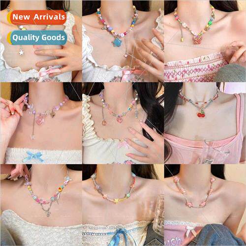 Dopamine girl sweet niche hundred matching beaded necklace f