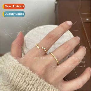Drip Heart Glaze Set Zirconia Women Ring Sense Fin Index che