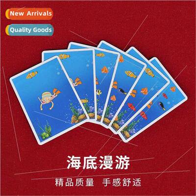 Undersea roaming Counting fish cards Close-up children simpl
