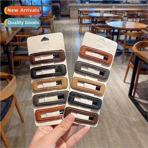 PU leather square hairpin female new pill head back head sid