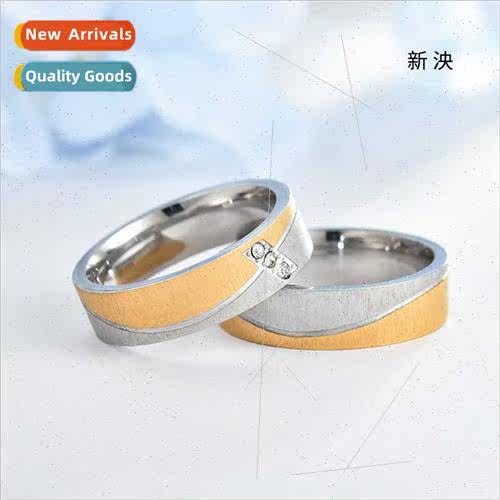 New personalized fashion tanium steel wh diamond couple ring