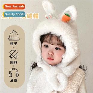 one fall cute hat plush warm scarf thickened Children winter